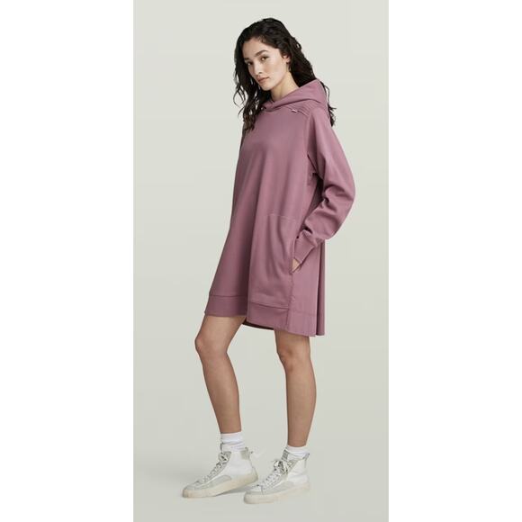 NWT $190 G Star Fabric Mix Loose Hoodie Dress in Grapeade Size Small - Picture 3 of 6